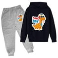 thumbnail image 1 of Huowey Boys Children'S Spring Tracksuit Hoodie Pullover Popular Letter Print Front Pocket Long Sleeve Sweatshirt And Trousers Casual 2 Piece Sweatsuits Comfort Dailywear,Purple,13-14 Years, 1 of 2