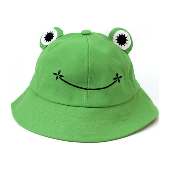 Huowey Boys Girls Sun Hats Cartoon Print Sun Hat Adjustable With Wide Brim Bucket Hats For Kids Toddler Beach Cap,Green,One Size