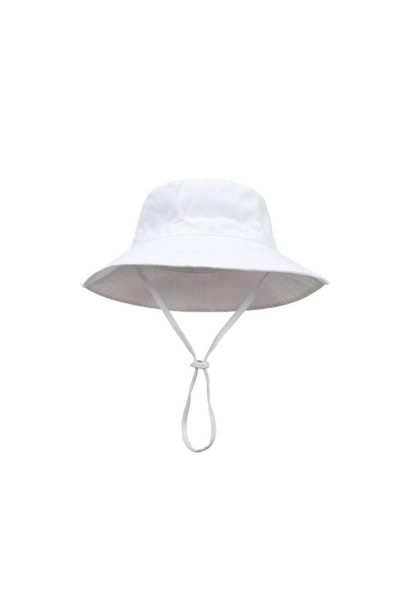 Boys Girls Sun Hats Swim Beach Pool Hat Kids Upf 50+ Wide Brim Chin Strap Summer Play Adjustable Outdoor Bucket Hats,White,6-24 Months
