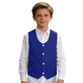 thumbnail image 1 of Huowey Boys Kids Formal Suit Vest Sleeveless Solid Color Trendy Button Down Elegant Jacket Fashionable Wedding Party Dress Waistcoat Elegant Gentleman Tuxedo Cozy Jacket Coats,Blue,5-6 Years, 1 of 6