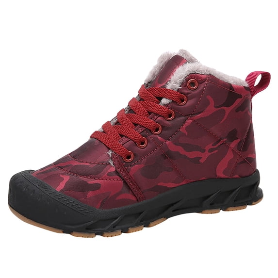 Huowey Boys Little Child and Big Kids High Top Outdoor Water Proof Camouflage Snow Boots Children Plush Warm Cotton Shoes Trendy and Fashionable Kids Sports Shoes