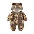 thumbnail image 1 of Huowey Boys Outfits Christmas Romper Lovely Animal Print Winter Fuzzy Thick Thermal Bodysuit Long Sleeve Zip Up Hoodies Jumpsuit Soft Comfortable Casual Dailywear,Brown,0-3 Months, 1 of 8