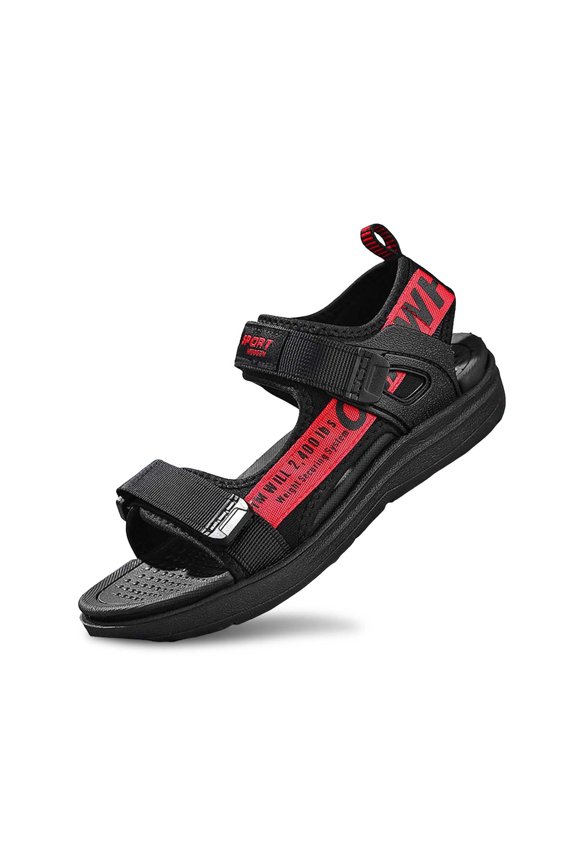 Boys Sandals Easy Snap Lock Water Sandals Adjustable Straps Solid Color Open Toe Breathable Shoe Sneakers, Watermelon Red