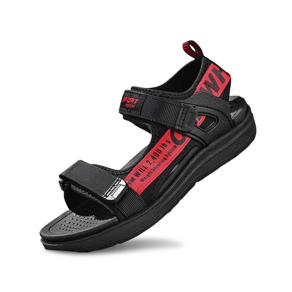 Huowey Boys Sandals Easy Snap Lock Water Sandals Adjustable Straps Solid Color Open Toe Breathable Shoe Sneakers, Watermelon Red