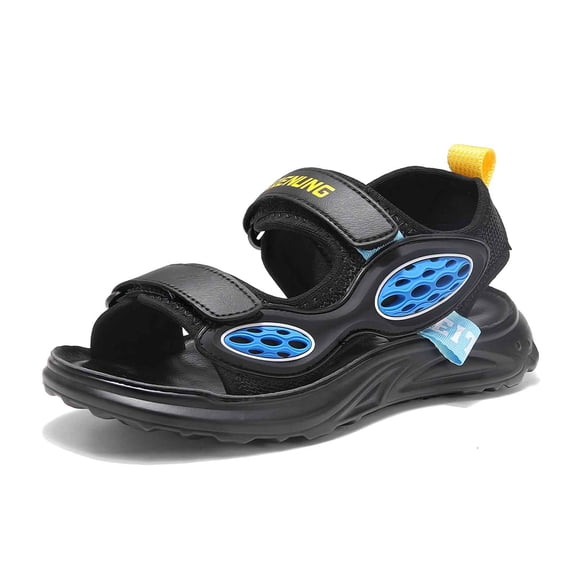 Huowey Boys Sandals Easy Snap Lock Water Sandals Adjustable Straps Solid Color Open Toe For Summer Comfort Sport Sandals, Blue