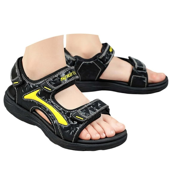 Huowey Boys Sandals Open-Toe Hook And Loop Strap Casual Outdoor Summer Shoes For Daily Wear And Play Shoe Sneakers, Yellow