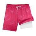 thumbnail image 1 of Huowey Boys Swim Trunks Lightweight Gradient Color Boxer Brief Liner Upf 50 Sun Drawstring Elastic Waistband Stretch Athletic Swimwear Beach Pool Outdoor Bathing Suit Shorts,Hot Pink,6-7 Years, 1 of 2