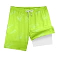 thumbnail image 1 of Huowey Boys Swim Trunks Lightweight Gradient Color Boxer Brief Liner Upf 50 Sun Drawstring Elastic Waistband Stretch Athletic Swimwear Beach Pool Outdoor Bathing Suit Shorts,Light Green,10-12 Years, 1 of 2