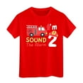 thumbnail image 1 of Huowey Boys T Shirt Top Casual Solid Color Short Sleeve Excavator Graphic T Shirt Suitable For Play And Everyday Wear Tee Tops,Red,3-4 Years, 1 of 4