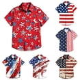 thumbnail image 1 of Huowey Boys Toddler 4Th Of July Shirts Short Sleeve Classic Button Down Shirt Turndown Collar Basic Tops Stars Stripes Graphic Patriotic 250 Years Patriotic Independence Blouse,12-13 Years, 1 of 4