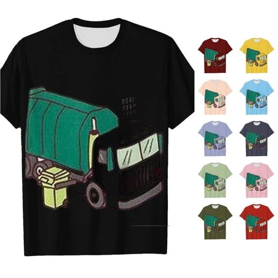 Huowey Boys Toddler Funny Graphic Tee Top Short Sleeve Lightweight Crewneck Cute Cartoon Print Loose Fit Everyday Tees Comfortable Fit Summer Base T Shirts Sofr Kids Clothes,10-11 Years