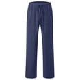 thumbnail image 1 of Huowey Boys Toddler Linen Pants Breathable Straight Leg Drawstring Elastic Waist Loose Fit Relaxed Solid Color Comfortable Casual Trousers With Pockets Summer Relaxed Dailywear,Navy,6-7 Years, 1 of 4