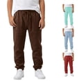 thumbnail image 1 of Huowey Boys Toddler Linen Pants Breathable Straight Leg Drawstring Elastic Waist Loose Fit Relaxed Solid Color Comfortable Casual Trousers With Pockets Summer Relaxed Dailywear,Brown,12-13 Years, 1 of 5
