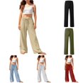 thumbnail image 1 of Huowey Boys Toddler Linen Pants Breathable Straight Leg Drawstring Elastic Waist Loose Fit Relaxed Solid Color Comfortable Casual Trousers With Pockets Summer Relaxed Dailywear,Khaki,10-11 Years, 1 of 6
