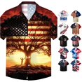 thumbnail image 1 of Huowey Boys Western Cowboy Print Shirt For 4Th Of July Stylish Flag Pattern Short Sleeve Button Down Shirts Turndown Collar Casual Youth 250 Years Celebration Anniversary Blouse,14-15 Years, 1 of 4