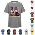 thumbnail image 1 of Huowey Boys Youth Graphic Tees 4Th Of July Shirt Short Sleeve Casual Crewneck Loose Fit Base Top Stylish Celebrate National Flag Print 250Th Anniversary T-Shirt Independence Tshirts,8-9 Years, 1 of 4