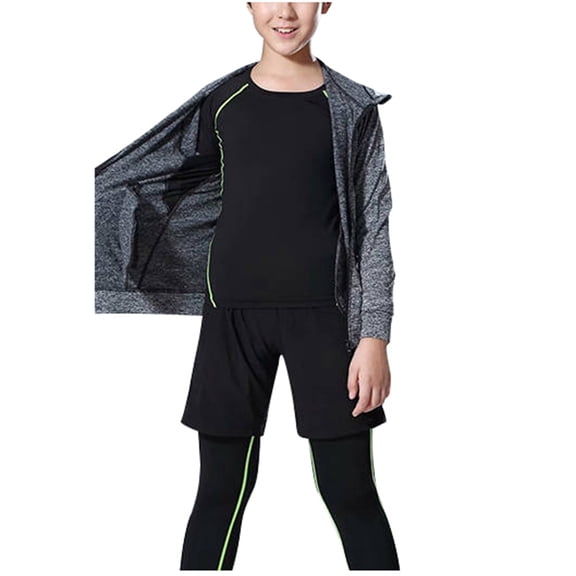 Huowey Boys Zip Up Sweatshirt Long Sleeve Athletic Pullover for Kids Workout Tops