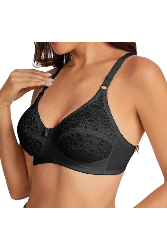 Bras For Women Solid Color Supportive Comfort Bra Seamless Underwire Full Coverage T Shirt Brassiere,Black