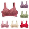 thumbnail image 1 of Huowey Bras For Women No Underwire Solid Color Floral Lace Front Snap Wirefree Tank Bra Wide Comfort Straps Soft Full Coverage Support Brassiere For Pregnant Elderly,Watermelon Red, 1 of 4