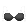 thumbnail image 1 of Huowey Bras For Women No Underwire Solid Color Strapless Front Clasp Push Up Bra Detachable Adjustable Clear Transparent Thin Shoulder Straps Smooth Seamless Low Cut Brassiere,Black, 1 of 4