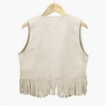 thumbnail image 1 of Huowey Child Boys Girls Retro Cowboy Cow Girl Outfits Open Front Fringe Vest Party Dress Up Tassel Fringe Waist Coat Tops Breathable Streetwear, 1 of 4