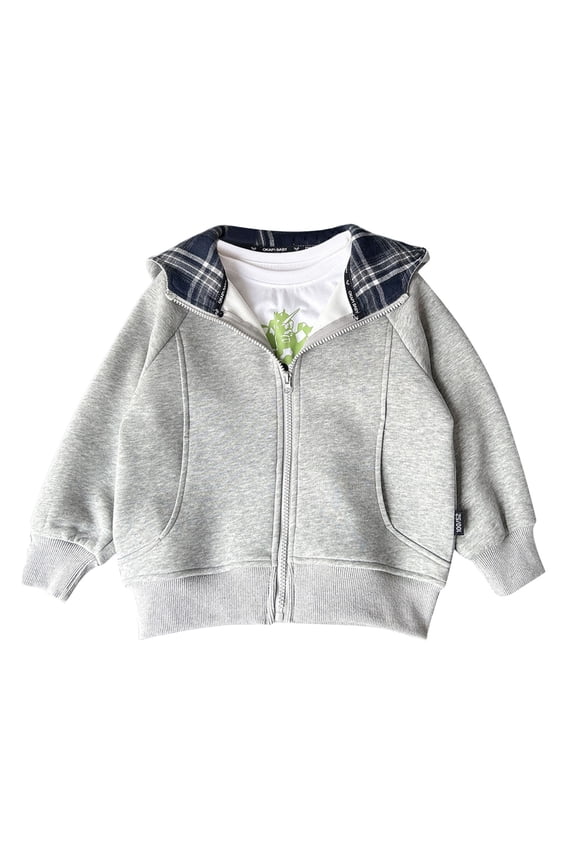 Child Boys Girls Sweatshirt Autumn Winter Warm Jacket Long Sleeved Solid Color Sweatshirt Hooded Coat Tops Holiday Dailywear,Grey,1-2 Years