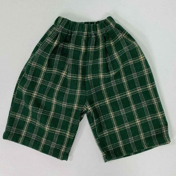 Huowey Child Toddler Boys Girls Casual Pants Classic Plaid Elastic Waist Wide Leg Straight Holiday Activities Comfortable Soft Outwear ,Green,5-6 Years