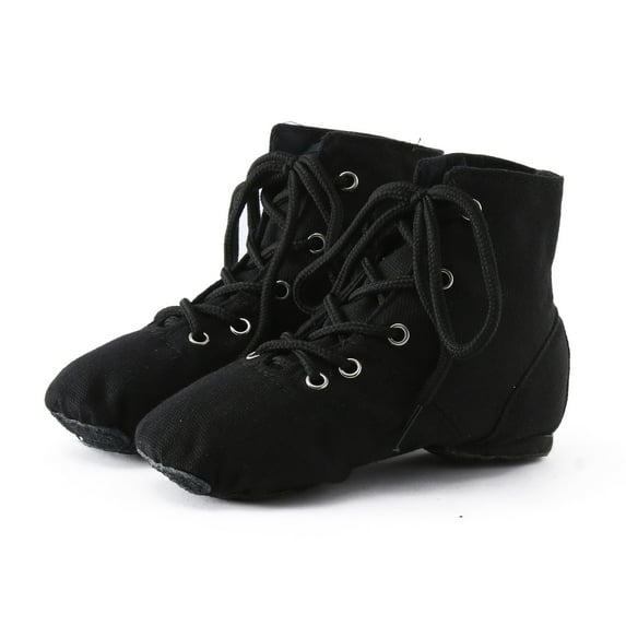 Huowey Children Ballet Jazz Dance Shoes Solid Color Lace Up Ankle Boots Dancewear Booties Fashionable Performance Indoor Yoga Flat Split Sneaker Footwear Barefoot Shoes,Black,12-12.5 Years