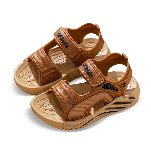 Huowey Children Boys Sandals Comfortable Breathable Open Toe Double Adjustable Strap Lightweight Sandals Outdoor Casual Beach Shoes, Brown
