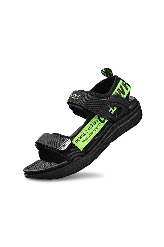 Children Boys Sandals Easy Snap Lock Water Sandals Adjustable Straps Solid Color Open Toe Breathable Beach Shoes, Green