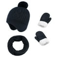 thumbnail image 1 of Huowey Children Girls Boys Hat Neck Warp Gloves 3Pcs Set Thickened Print Knitted Heat Retention Windproof Keep Warm Outdoor Scarf Gloves Set, 1 of 4