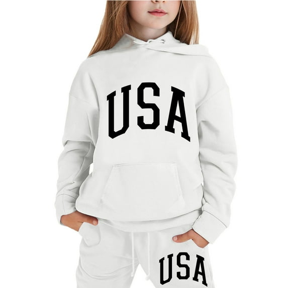 Huowey Children Kids Boys and Girls Long Sleeve Letter Printed Lightweight Hoodie Sweatshirts and Long Pants Set Outfit
