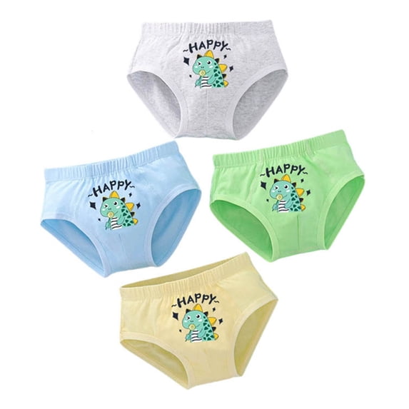 Huowey Children Kids Underwear Personality Cute Cartoon Animal And Striped Printingn Briefs Shorts Pants Cotton Trunks Underwear 4 PC,Grey,6-7 Years