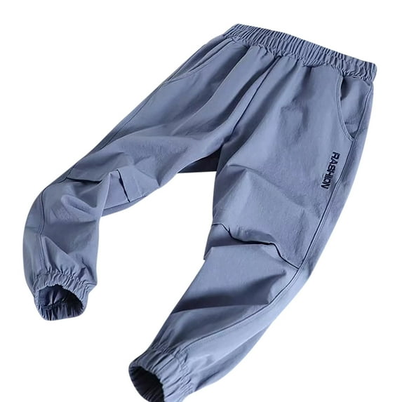 Huowey Children Pants Elastic Waist Active Athletic Trousers Quick Dry Sweatpants Casual Ankle-Tied Cargo Pants,Blue,9-10 Years