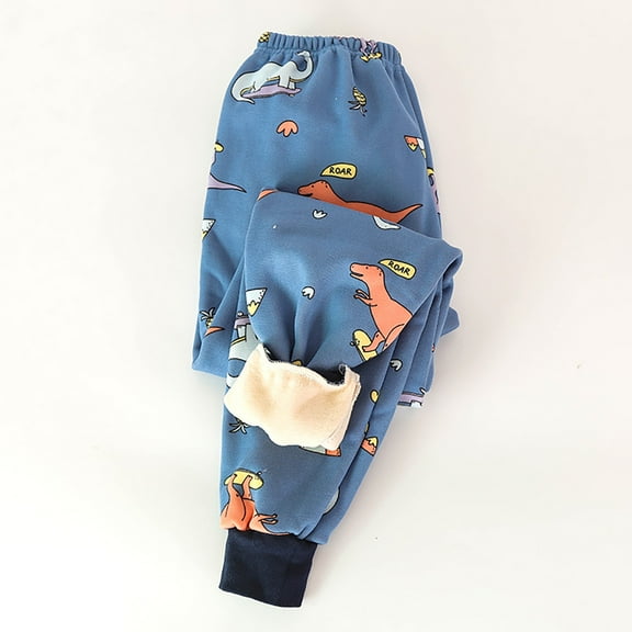 Huowey Children'S Leggings Cartoon Print Wool Thick Outerwear Stretch Pants Autumn Winter Warm Elastic Waist Trousers Cozy Soft Outwear,Light Blue,2-3 Years