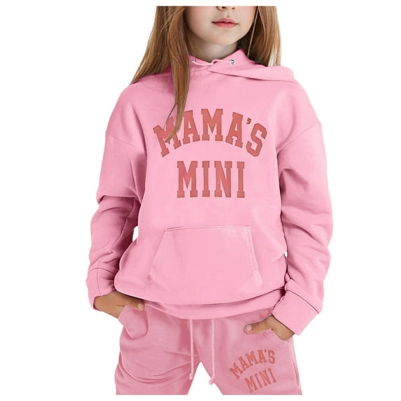 Huowey Children's Fashion Casual Printed Long Sleeved Hooded Top Hoodie Pants Suit