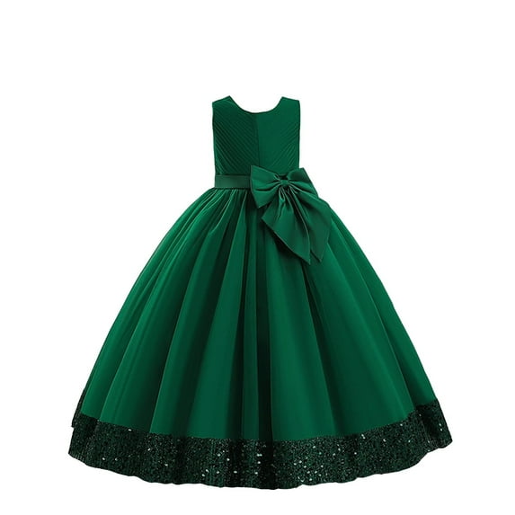 Huowey Children's Sequin Children's Dress Big Bow Dress Girl Flower Girl Dress Kids Dress