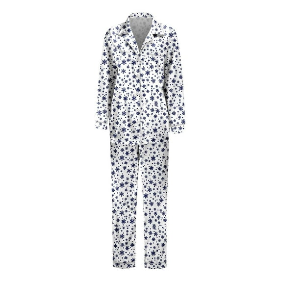 Huowey Christmas Family Silk Pajamas Matching Sets Long Sleeve Button Down Cute Snowflake Snowman Print Loungewear Lightweight Soft Comfortable Holiday Sleepwear For Mom,White,Xl