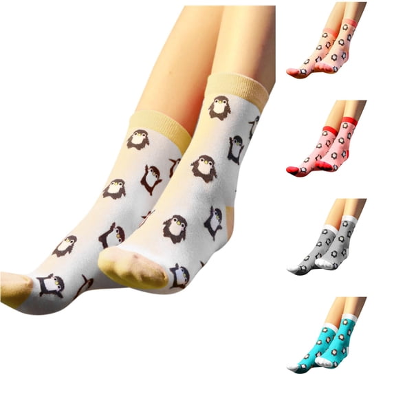 Huowey Crew Socks For Women Cute Animal Pattern Casual Socks Stretchy Comfort Fall Warm Daily Wear Socks,Yellow