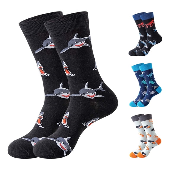 Huowey Crew Socks For Women Sea Animal Pattern Casual Socks Breathable Stretchy Soft Daily Wear Socks