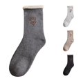 thumbnail image 1 of Huowey Crew Socks For Women Thick Casual Socks Flower Pattern Stretchy Fall Winter Warm Soft Daily Wear Socks,GY, 1 of 4