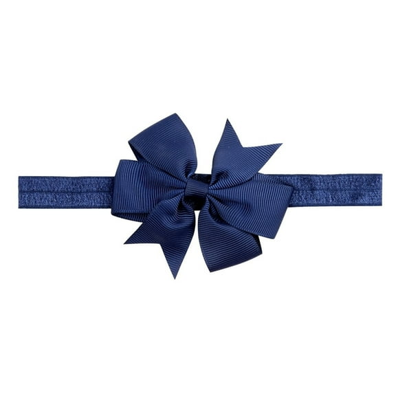 Huowey Extra Soft Ribbon Bow Headbands For Babies And Kids Stretchy Elastic Hair For Girls,Navy,One Size
