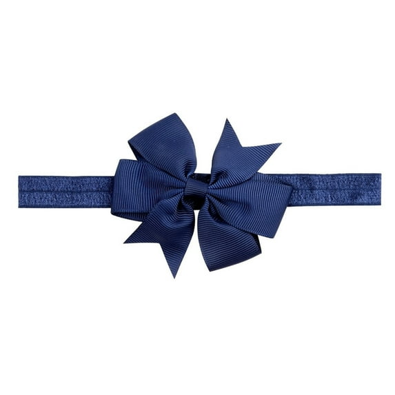 Huowey Extra Soft Ribbon Bow Headbands For Babies And Kids Stretchy Elastic Hair For Girls,Navy,One Size
