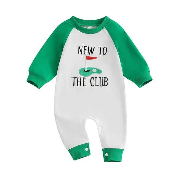 Huowey Fall Outfits For Girls Jumpsuit O-Neck Long Sleeve Embroidered Bodysuit Color Block Soft Romper Casual Wear Sweatsuit Clothing Sets,Green,0-3 Months