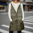 thumbnail image 1 of Huowey Fall Sweater For Women Hooded Quilted Vest Thick Warm Fuzzy Wool Lined Solid Color Sleeveless Jacket With Pockets Stylish Casual Outerwear Coat Tops Winter Clothes,Army Green,Xl, 1 of 7