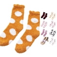 thumbnail image 1 of Huowey Fuzzy Crew Socks For Women Thick Floor Casual Socks Ruffles Polka Dot Pattern Soft Fall Winter Warm Lounging Home Socks, 1 of 6