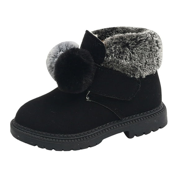 Huowey Girls' Autumn and Winter Snow Boots Thick Soles Non Warm Comfortable Solid Color Zipper Shoes