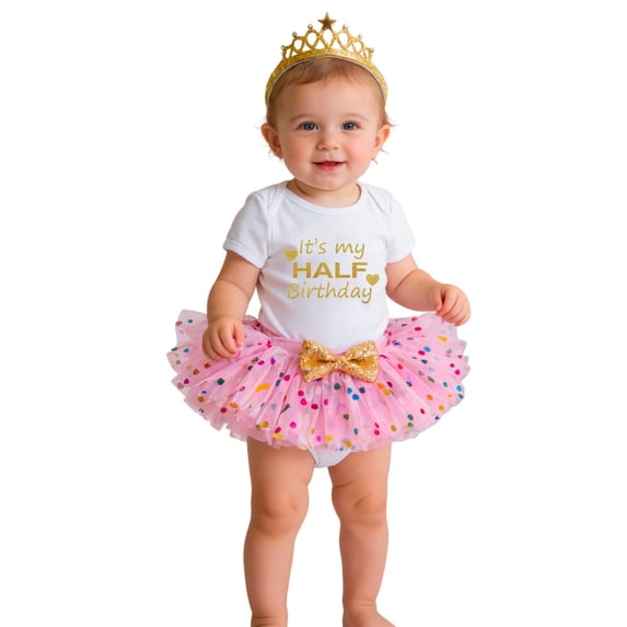 Huowey Girls Baby Toddler Birthday Clothes Sets 3 Piece Outfit Short Sleeve Letter Print Crewneck Romper Jumpsuit Sequin Tutu Skirts With Headband Cute Spring Party Dailywear,White5,6-12 Months
