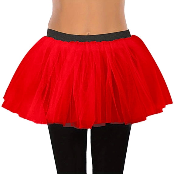 Huowey Girls Ballet Dance Skirt Tutu Skirt Solid Color Elastic Waist Three Lined Tiered Ruffled Mini Skirts Summer Fashionable Cozy Party Birthday Princess Tulle Skirt Dailywear,RD1,One Size