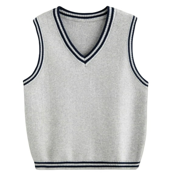 Huowey Girls Boys Baby Sweater V Neck Knit Sweaters Vest Sleeveless Soft Uniform Winter Warm Classic Waistcoat For Unisex Sweatshirts,Grey,7-8 Years